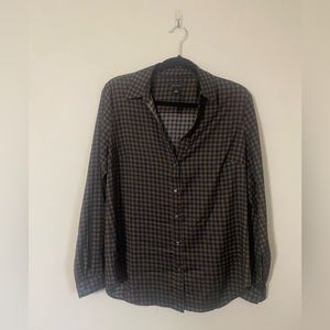 Ann Taylor Navy & Orange Button Up Blouse